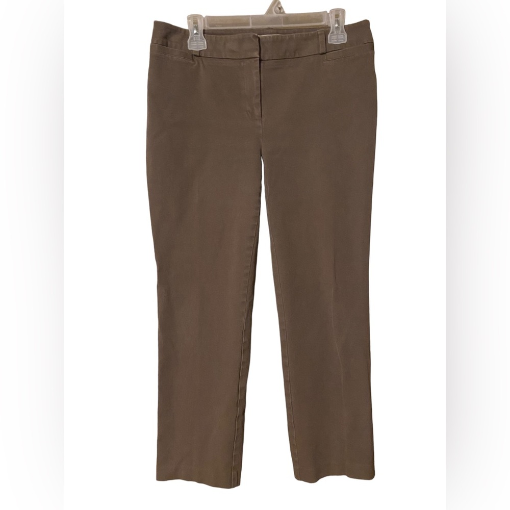 Chicos Pants Women’s Size 1 SHORT M/8 Straight Stretch Brown Pockets Comfort